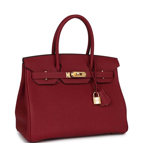 HERMES Togo Birkin 30 Rouge Grenat .